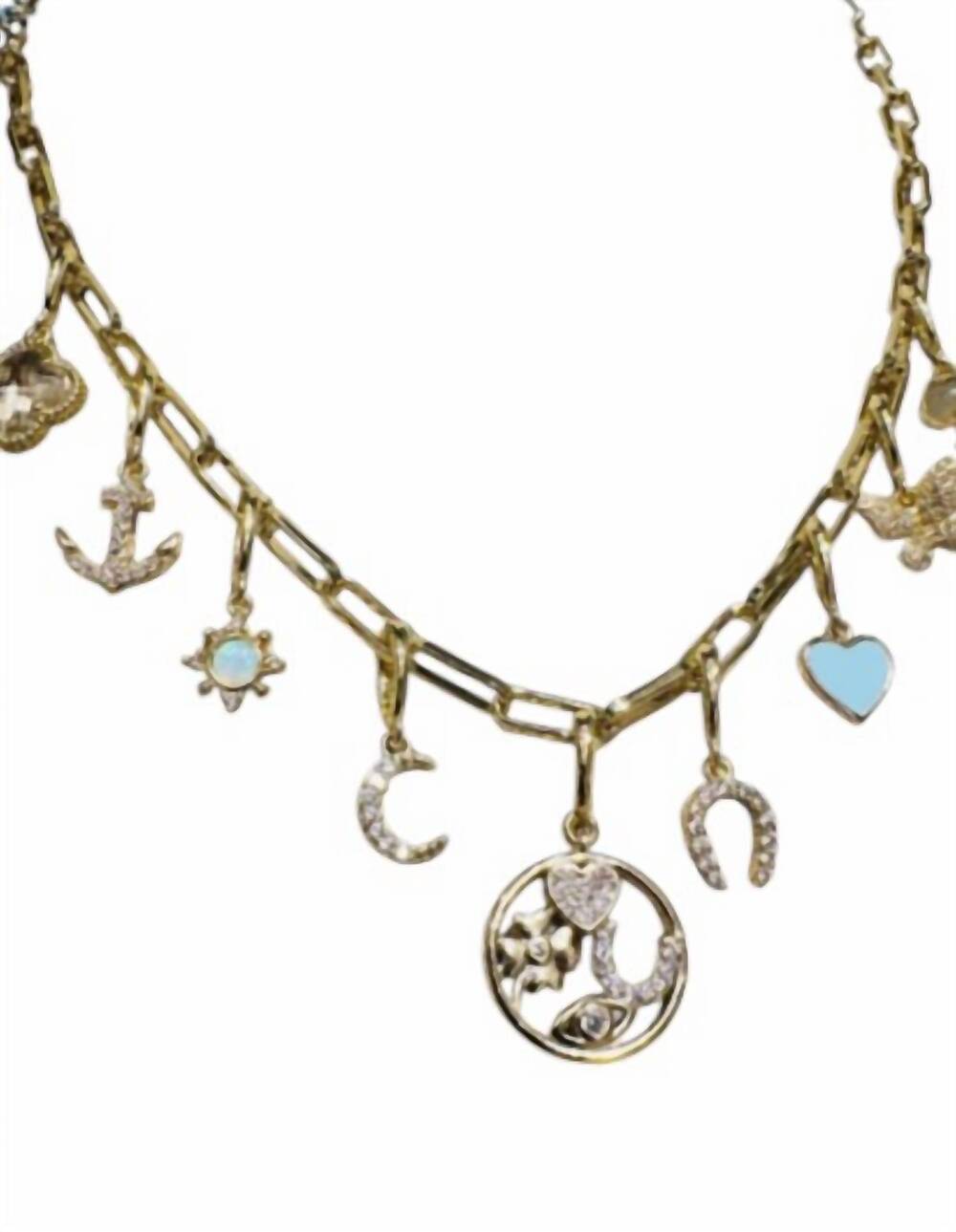 NEW IISHII women's 9 charms necklace in blue moon luck